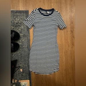 H&M Navy and White Striped Short Sleeve Bodycon Dress